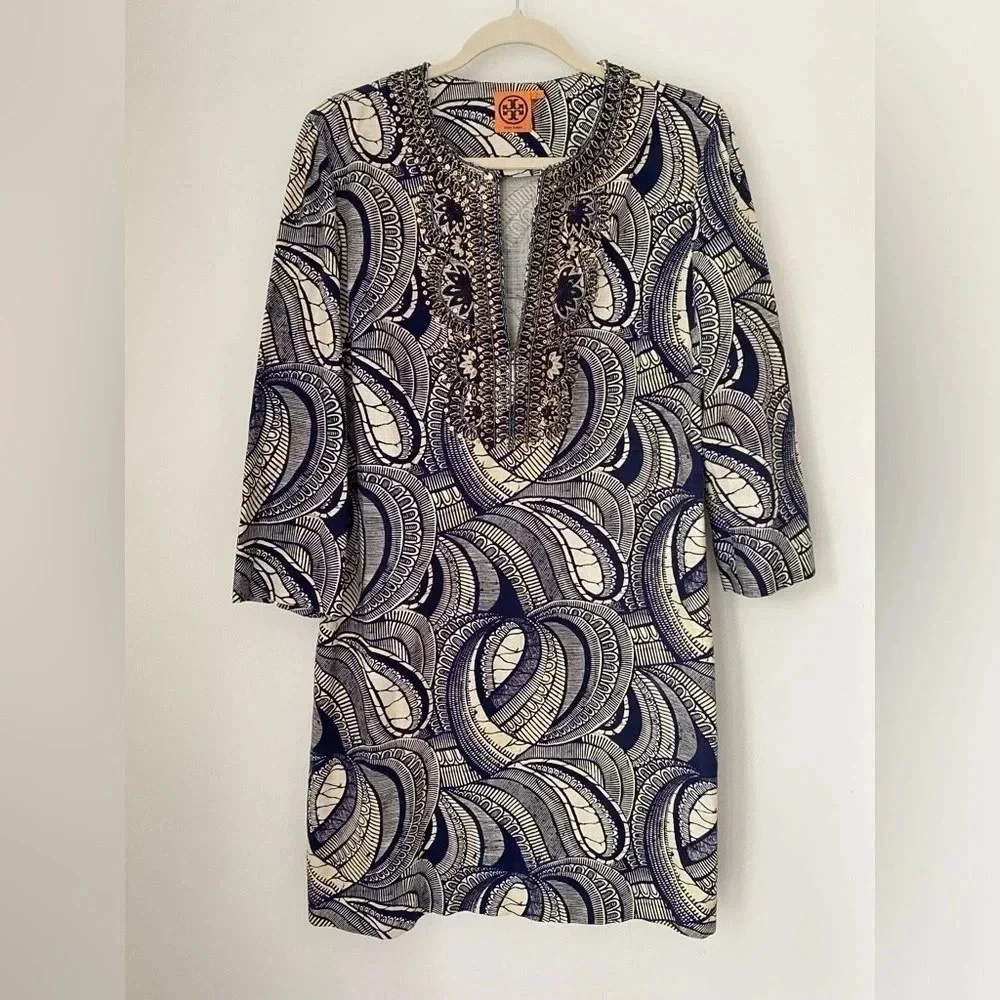 Tory Burch Dress Women’s 8 Leila Caftan Beaded